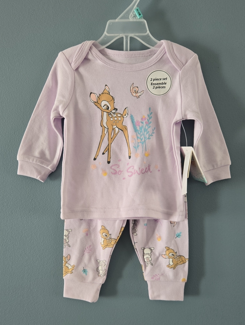 NWT Bambi Baby Girls 2-Piece Pajama Set 3-6m